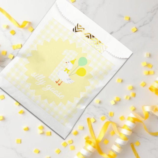 Sachets En Papier Une drôle d'oie Gingham 1er anniversaire (Créateur téléchargé)