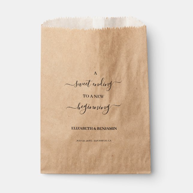 Sachets En Papier Une fin douce à un nouveau Mariage de script de dé (Devant)