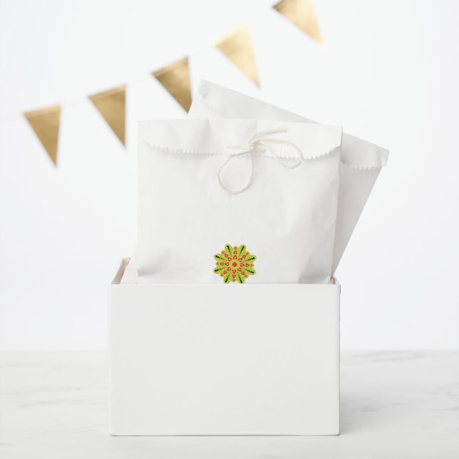 Sachets En Papier une fleur verte et rouge avec des points noirs (Fête)
