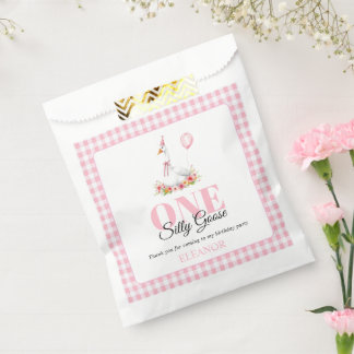 Sachets En Papier Une oie idiote, rose en vichy 1er anniversaire de