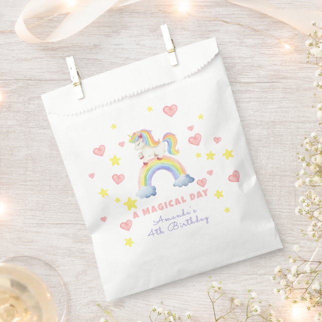 Sachets En Papier Unicorn Arc-en-ciel Jour magique Anniversaire (Coupé)
