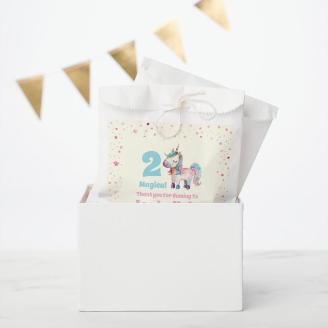 Sachets En Papier Unicorn Deux Magiques 2e fête d'anniversaire (Fête)