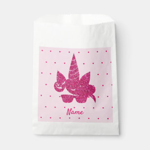 Sachets En Papier Unicorn Visage rose Parties scintillant fille enfa