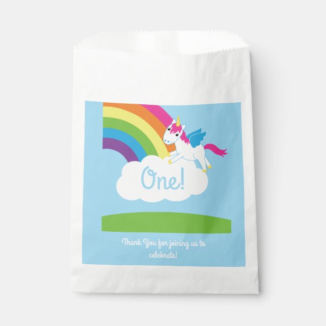 Sachets En Papier Unicorne fête d'anniversaire (Devant)