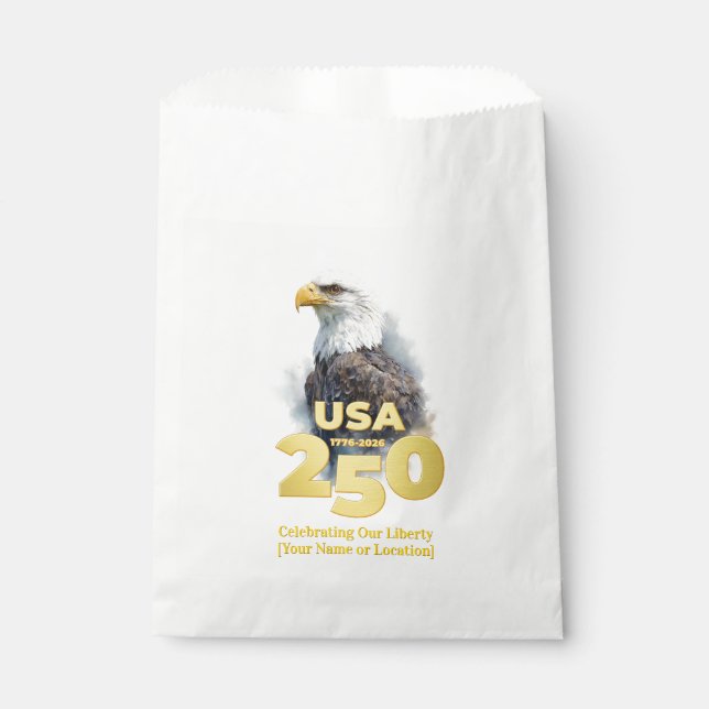 Sachets En Papier USA 250 : Aigle à l'aquarelle & Or (Devant)