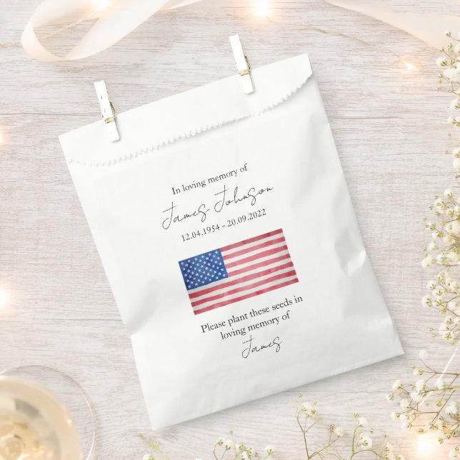 Sachets En Papier USA Flag Memorial Funeral Seed (Coupé)