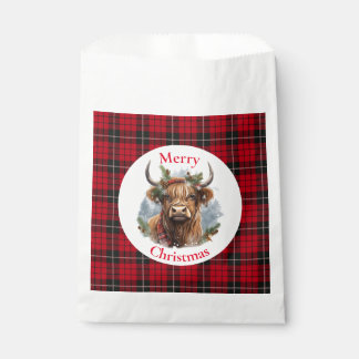 Sachets En Papier Vache rouge À damiers Noël Highlander