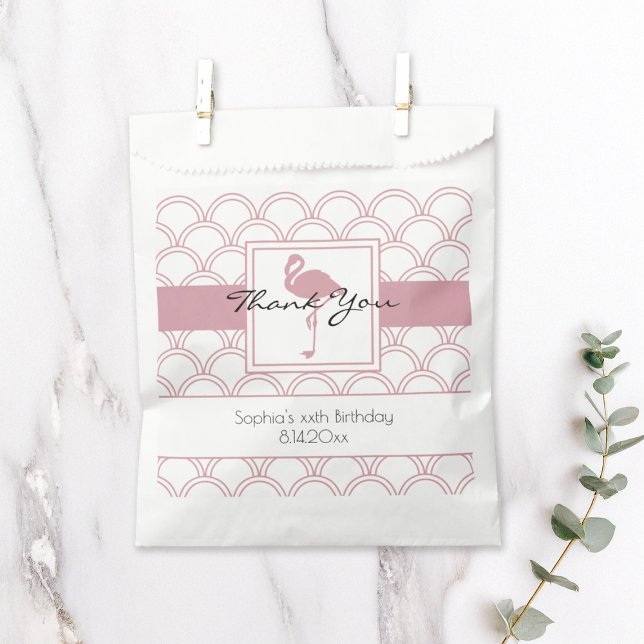 Sachets En Papier Vague Art Déco Flamant Rose Anniversaire (Créateur téléchargé)