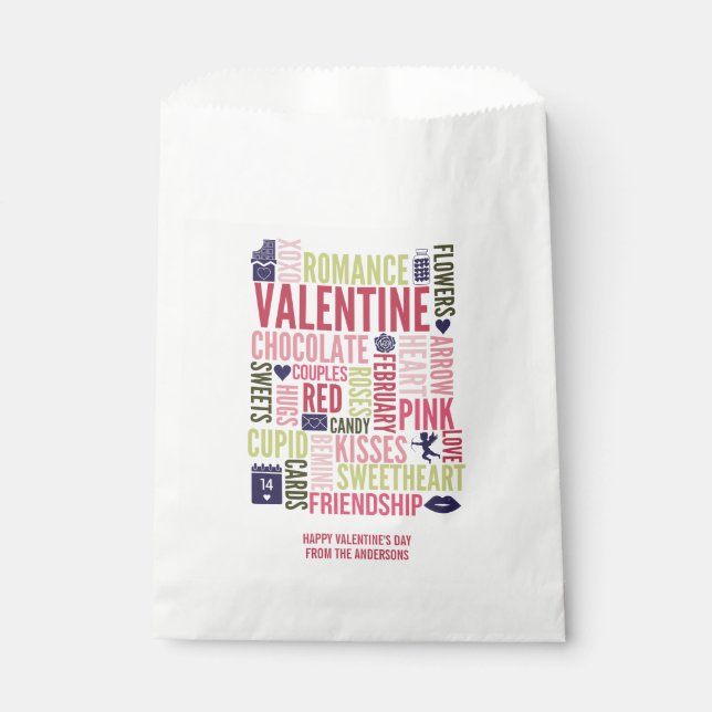Sachets En Papier Valentine Mots Valentine's Day Favor Bag (Devant)