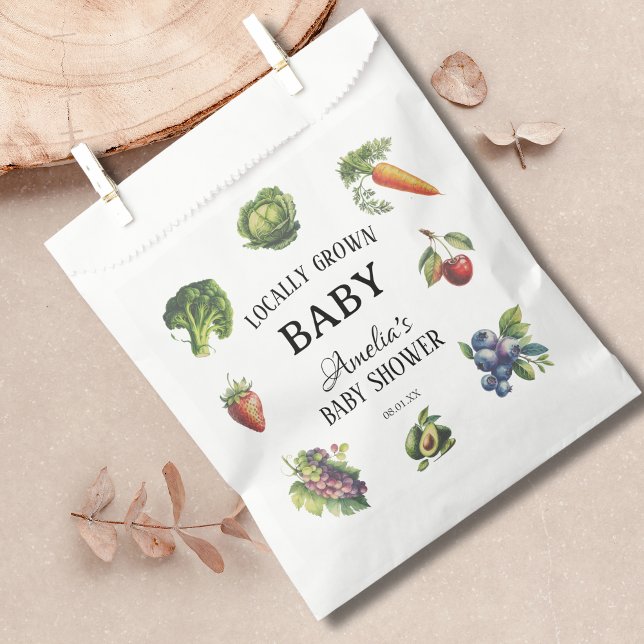 Sachets En Papier Veggie Rustique Douce Baby shower cultivé localeme (Créateur téléchargé)