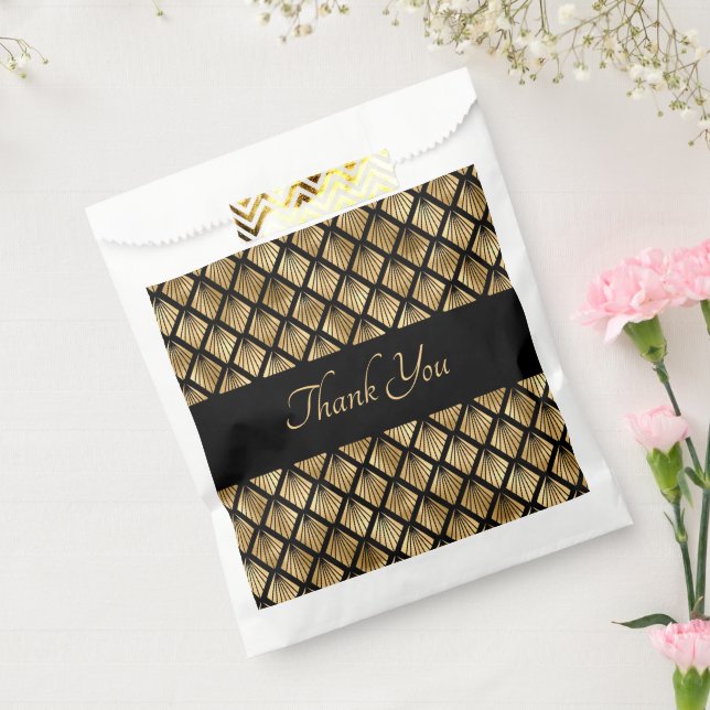 Sachets En Papier Ventilateurs géométriques élégants Gold et Black A (Scellé)