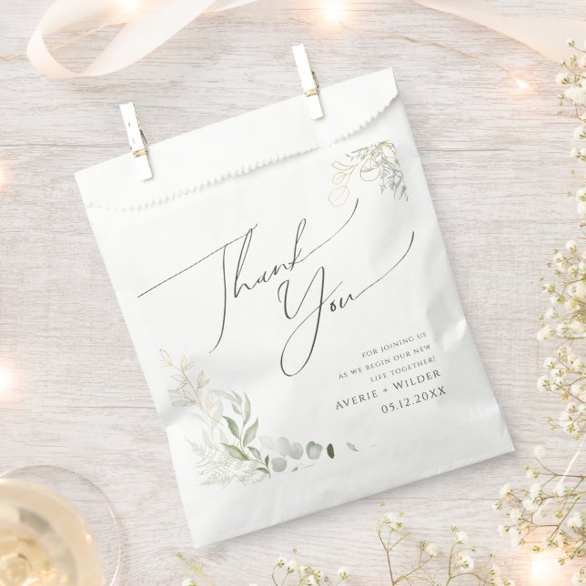 Sachets En Papier Verdure et or | MERCI (Coupé)