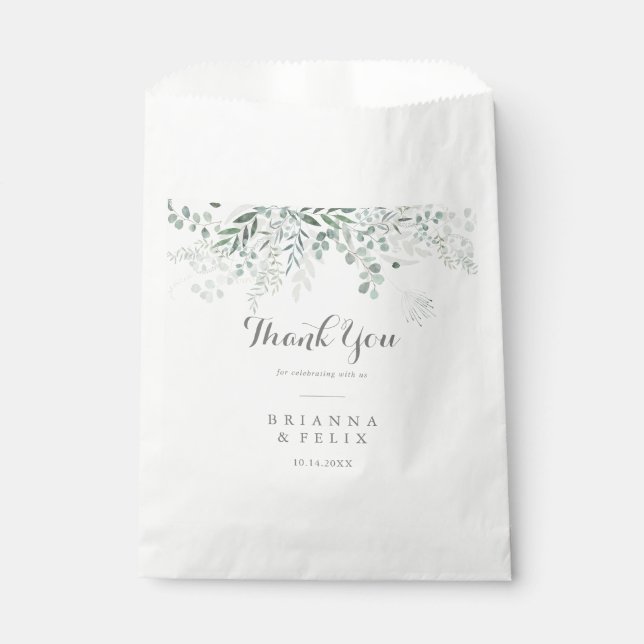 Sachets En Papier Verdure minimaliste Eucalyptus Merci Mariage (Devant)