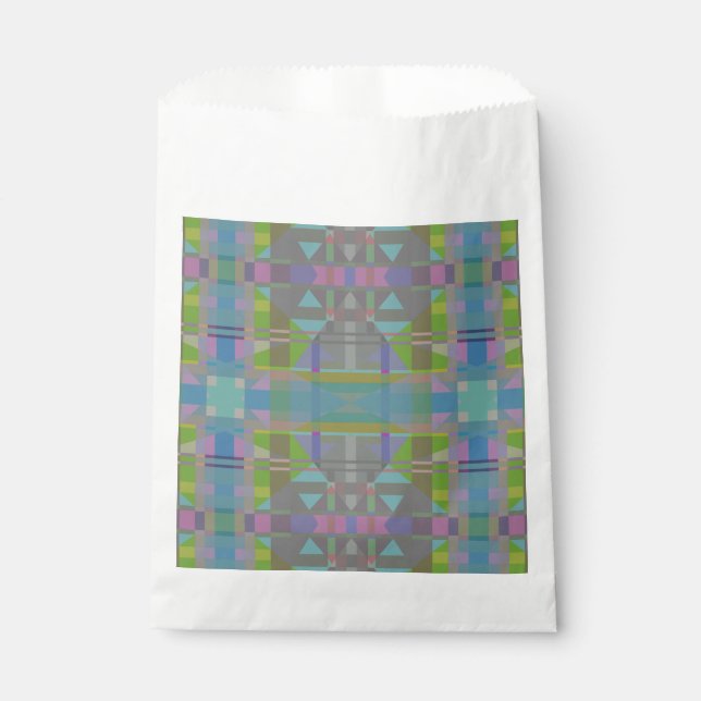 Sachets En Papier Vert bleu violet géométrique (Devant)