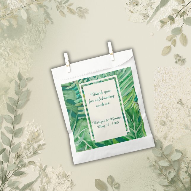 Sachets En Papier vert émeraude mariage tropical (Créateur téléchargé)