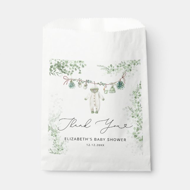 Sachets En Papier Vêtements pour bébés Boho Eucalyptus Baby shower M (Devant)