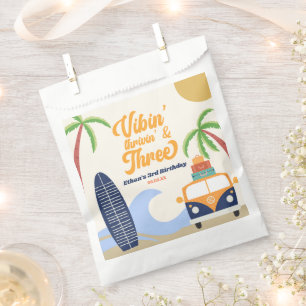 Sachets En Papier Vibin' & Trois Surfs Bleu 3ème anniversaire fête