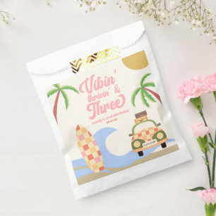 Sachets En Papier Vibin' & Trois Surfs rose 3e fête d'anniversaire