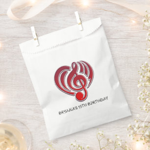 Sachets En Papier Vibrations Amour Musical Cœur Rouge Note De Musiqu