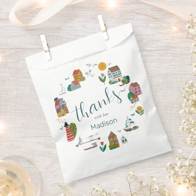 Sachets En Papier Village côtier Blue Boy Baby shower nautique (Coupé)