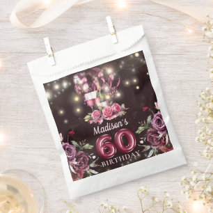Sachets En Papier Vin Magenta personnalisé 60e anniversaire