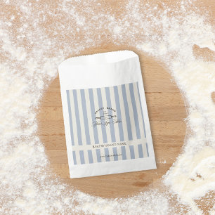 Sachets En Papier Vintage Bleu Bleu Élégant Boulangerie rayée Logo
