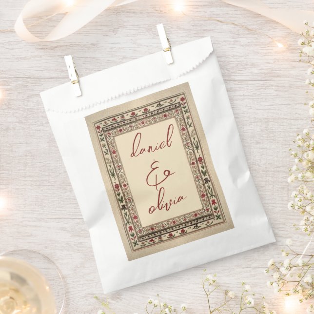 Sachets En Papier Vintage cadre Ethnic Motif Mariage (Coupé)