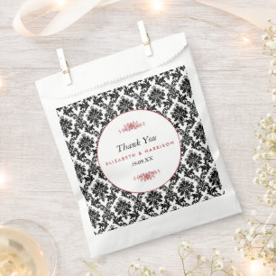 Sachets En Papier Vintage rouge, noir et blanc Mariage damassé