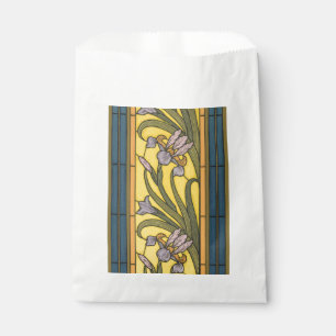 Sachets En Papier Vitrail Art Nouveau Fleur d'Iris Bleu Or