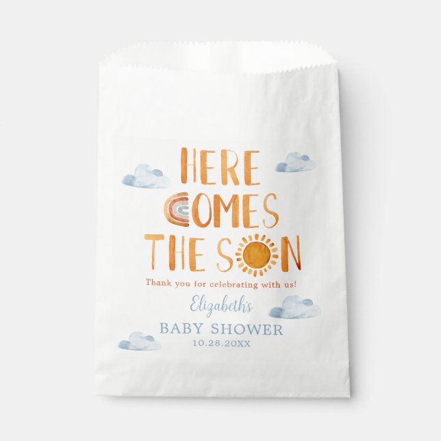 Sachets En Papier Voici Le Fils Baby shower Merci (Devant)