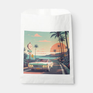 Sachets En Papier Voiture ancienne de style rétro sur une route en b