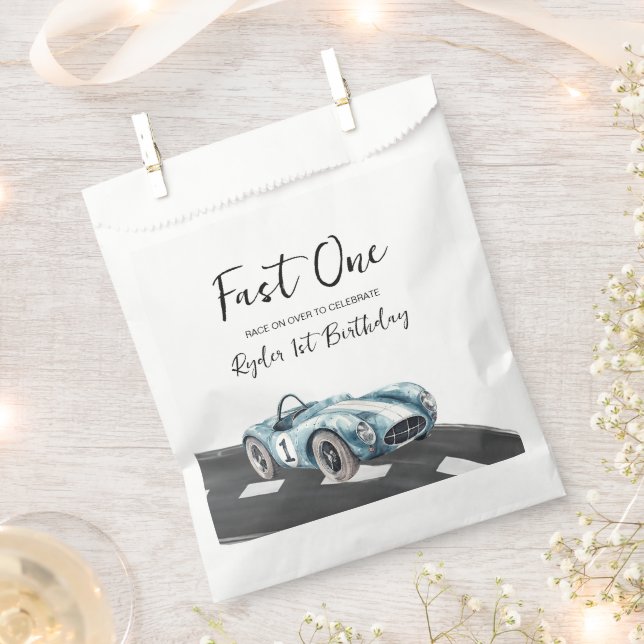 Sachets En Papier Voiture de course Fast One Premier Anniversaire (Coupé)