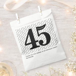 Sachets En Papier Votre nom Motif Bold Black Age 45 Numéro Date