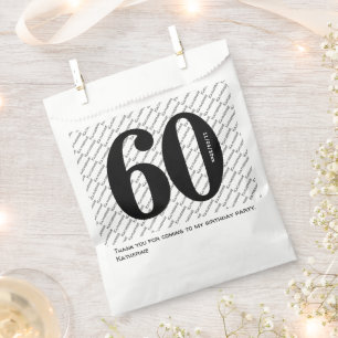 Sachets En Papier Votre nom Motif Bold Black Age 60 Numéro Date