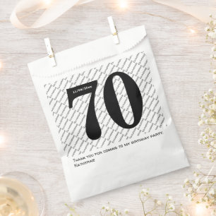Sachets En Papier Votre nom Motif Bold Black Age 70 Numéro Date