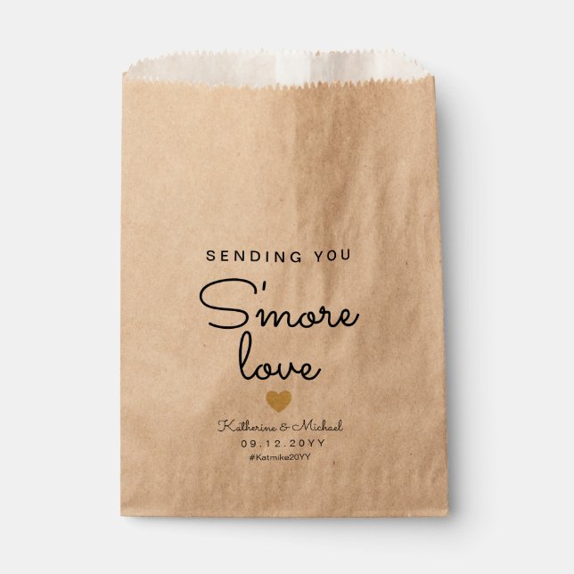 Sachets En Papier Vous envoyer S'more Love Rustic Gold Heart Mariage (Devant)