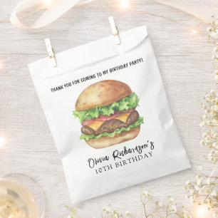 Sachets En Papier Watercolor Burger Party Anniversaire Merci