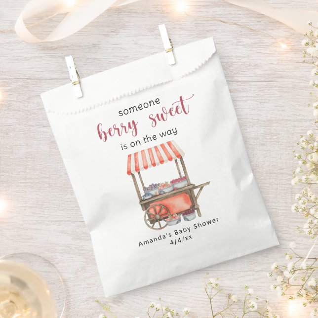 Sachets En Papier Watercolor Cart Berries Baby shower (Coupé)