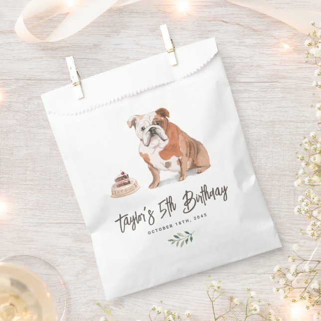 Sachets En Papier Watercolor English Bulldog Merci d'anniversaire (Coupé)