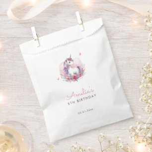 Sachets En Papier Watercolor Floral Unicorn Magique fête d'anniversa