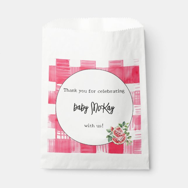 Sachets En Papier Watercolor Watermelon Baby Girl Douche Party (Devant)