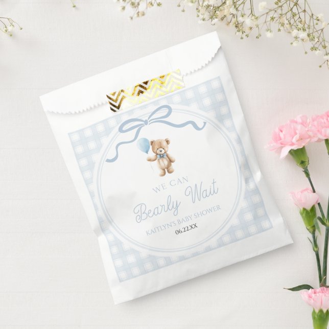 Sachets En Papier We Can Bearly Wait Blue Teddy Bear Baby Shower (Scellé)