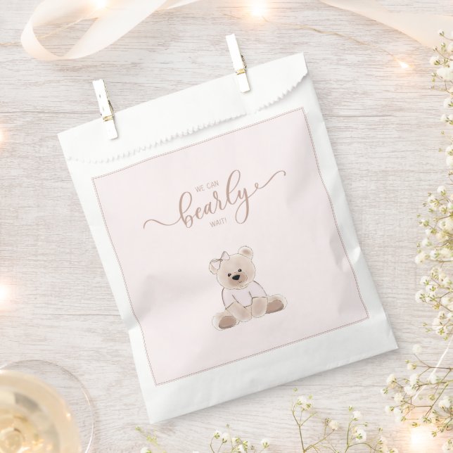 Sachets En Papier We Can Bearly Wait Teddy Bear Pink Baby Shower (Coupé)