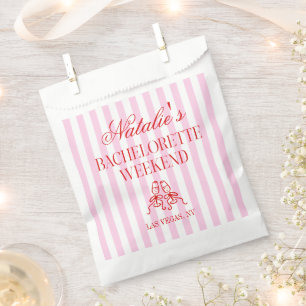 Sachets En Papier Week-end de fête de Bachelorette à rayures roses r