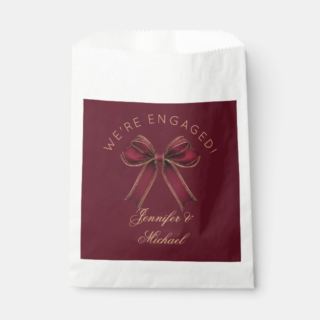 Sachets En Papier We're engaged Engagement party Red Bow luxury (Devant)