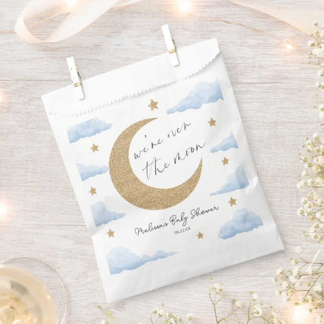 Sachets En Papier We're Over The Moon Blue Celestial Baby Shower (Coupé)