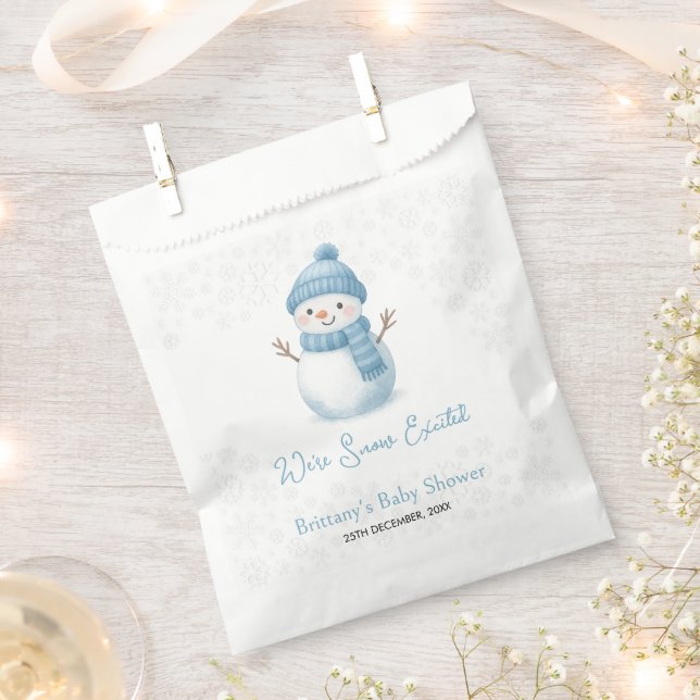 Sachets En Papier We're Snow Excited Snowmen Boy Baby Shower (Coupé)