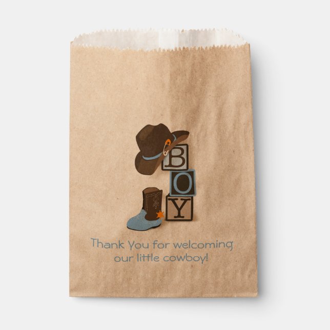 Sachets En Papier Western Cowboy Baby shower Favoriser sac (Devant)