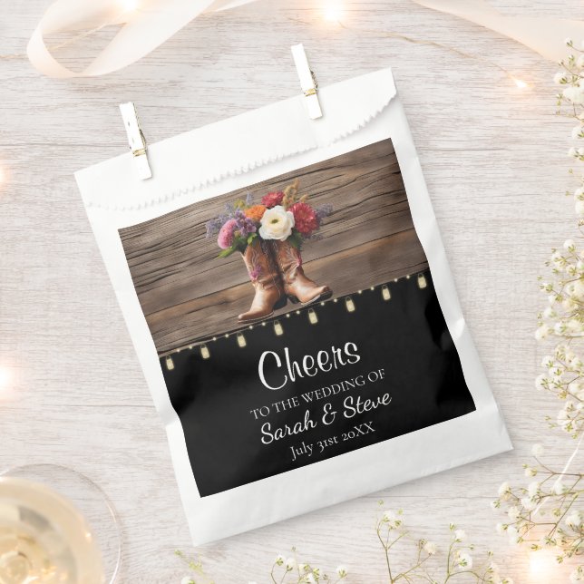 Sachets En Papier Western Cowboy Boots Floral Mariage élégant (Coupé)