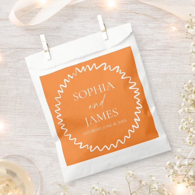 Sachets En Papier Whimsical Citrus Orange Wavy Border Wedding (Coupé)